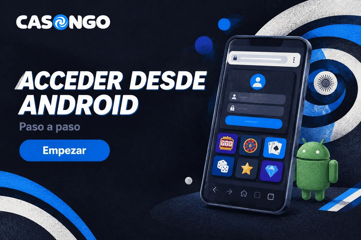Celular Android muestra acceso y categorías de casino