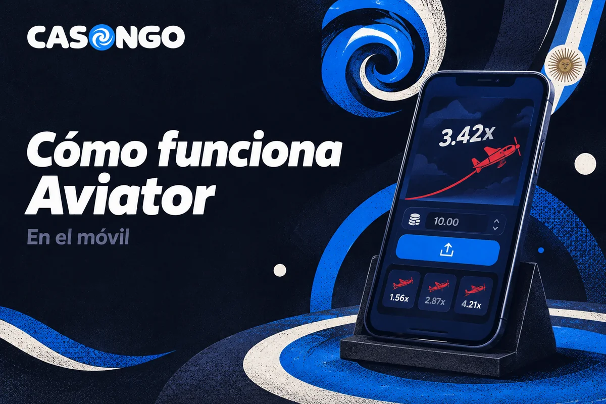 Teléfono con interfaz de Aviator, apuesta y control de retiro.