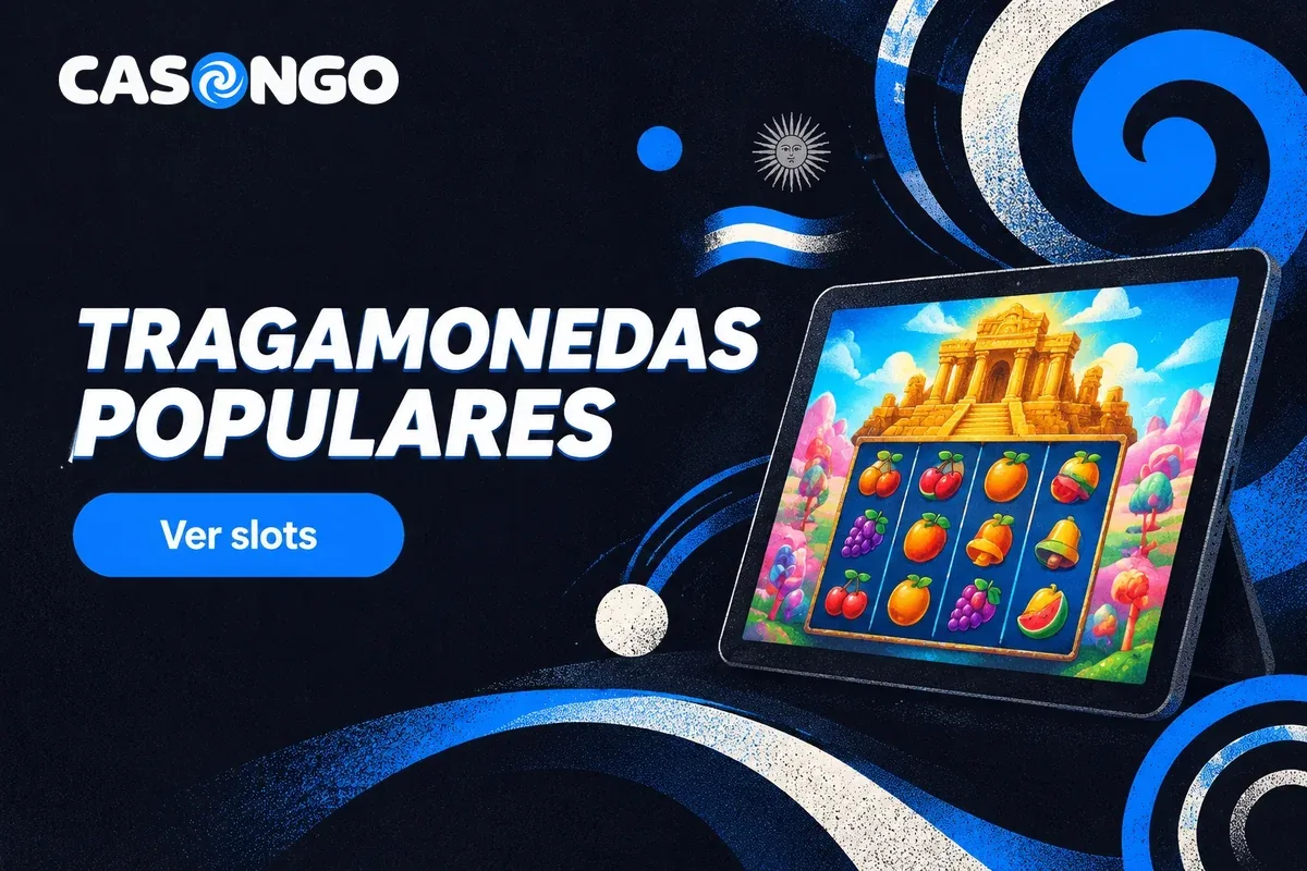 Tablet con tragamonedas de frutas, dulces y templos