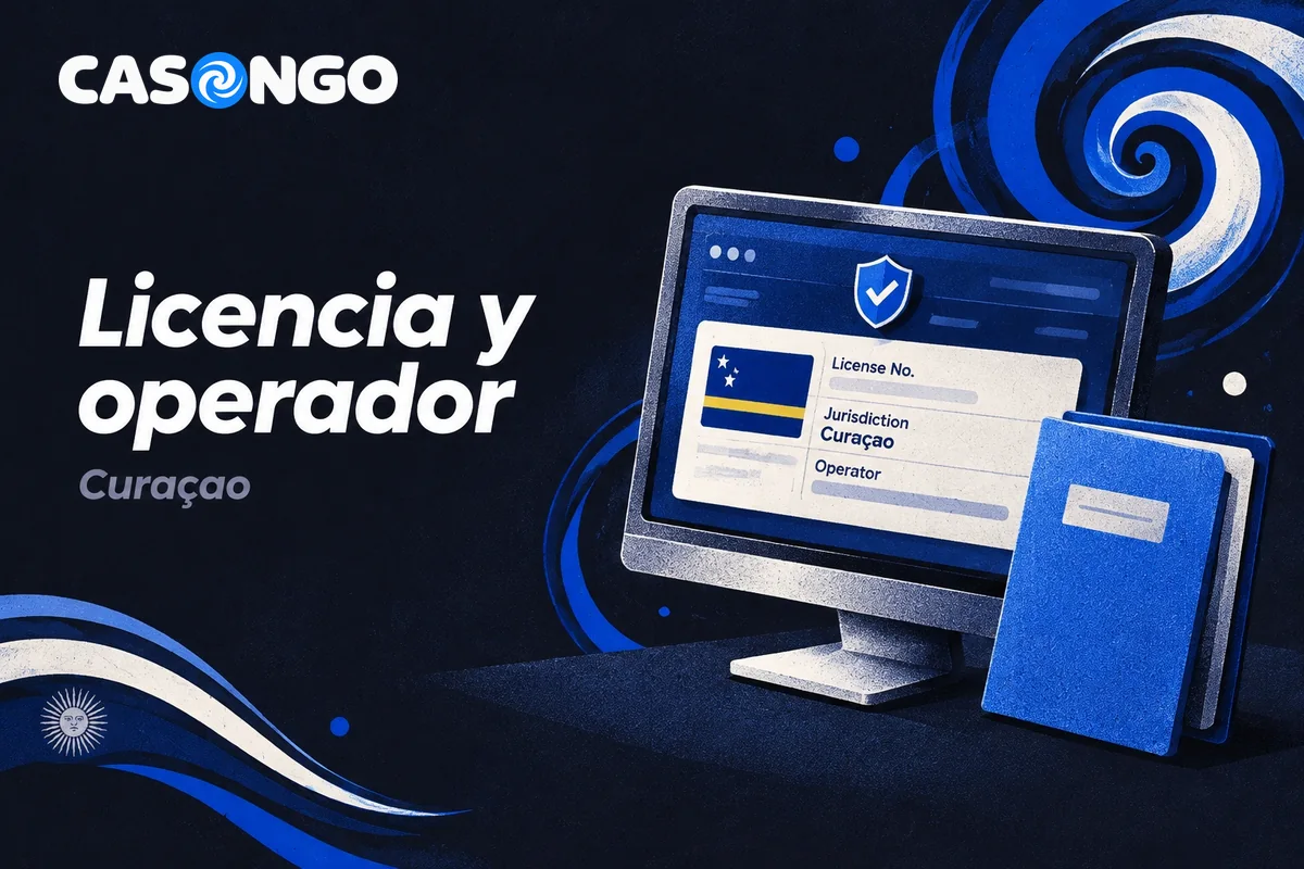 Pantalla con licencia de juego y datos del operador