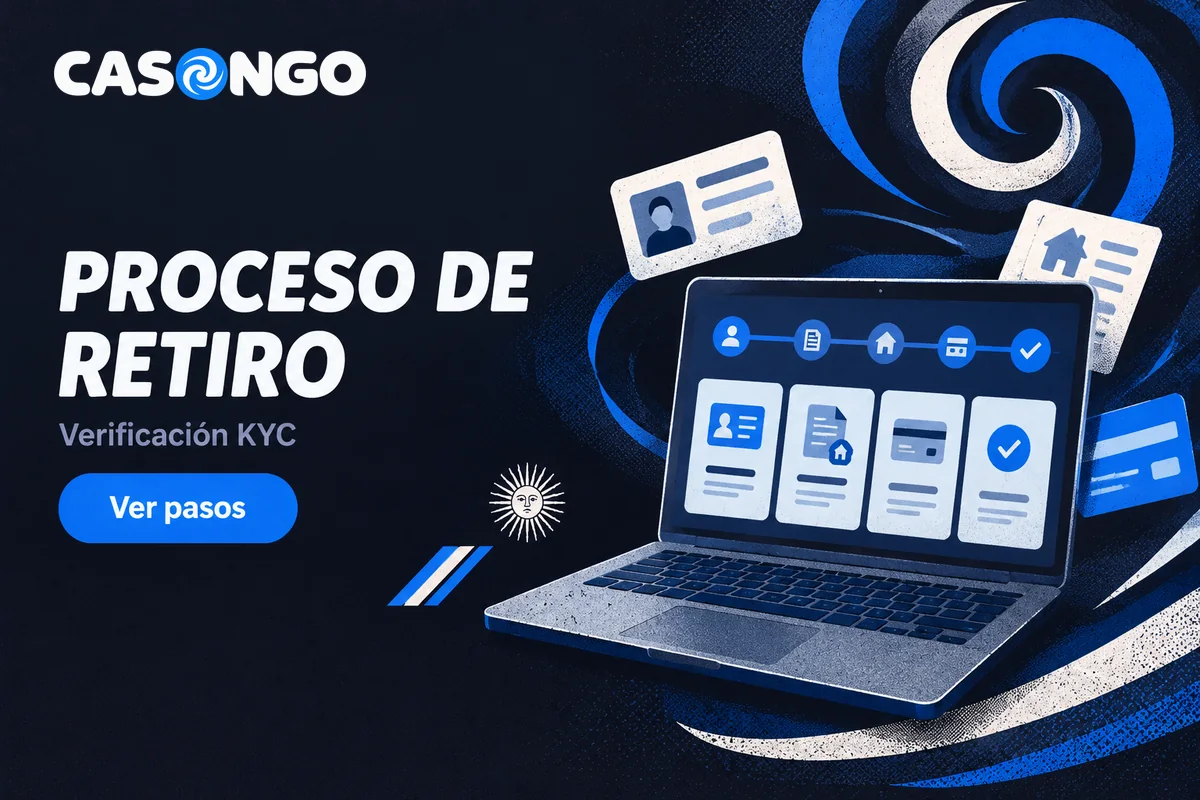 Laptop con pasos de verificación y solicitud de retiro