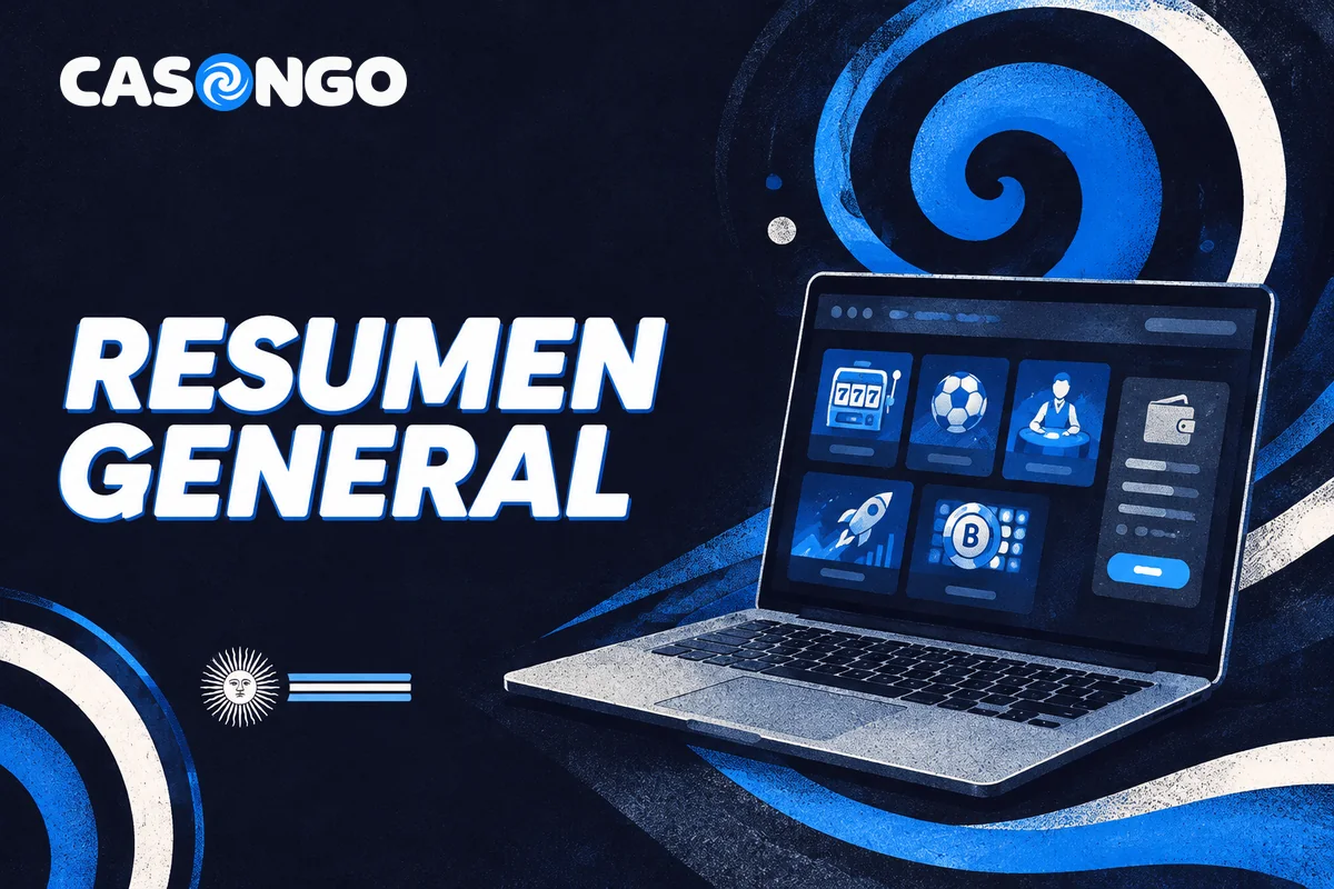 Laptop con categorías de juego y resumen de pagos